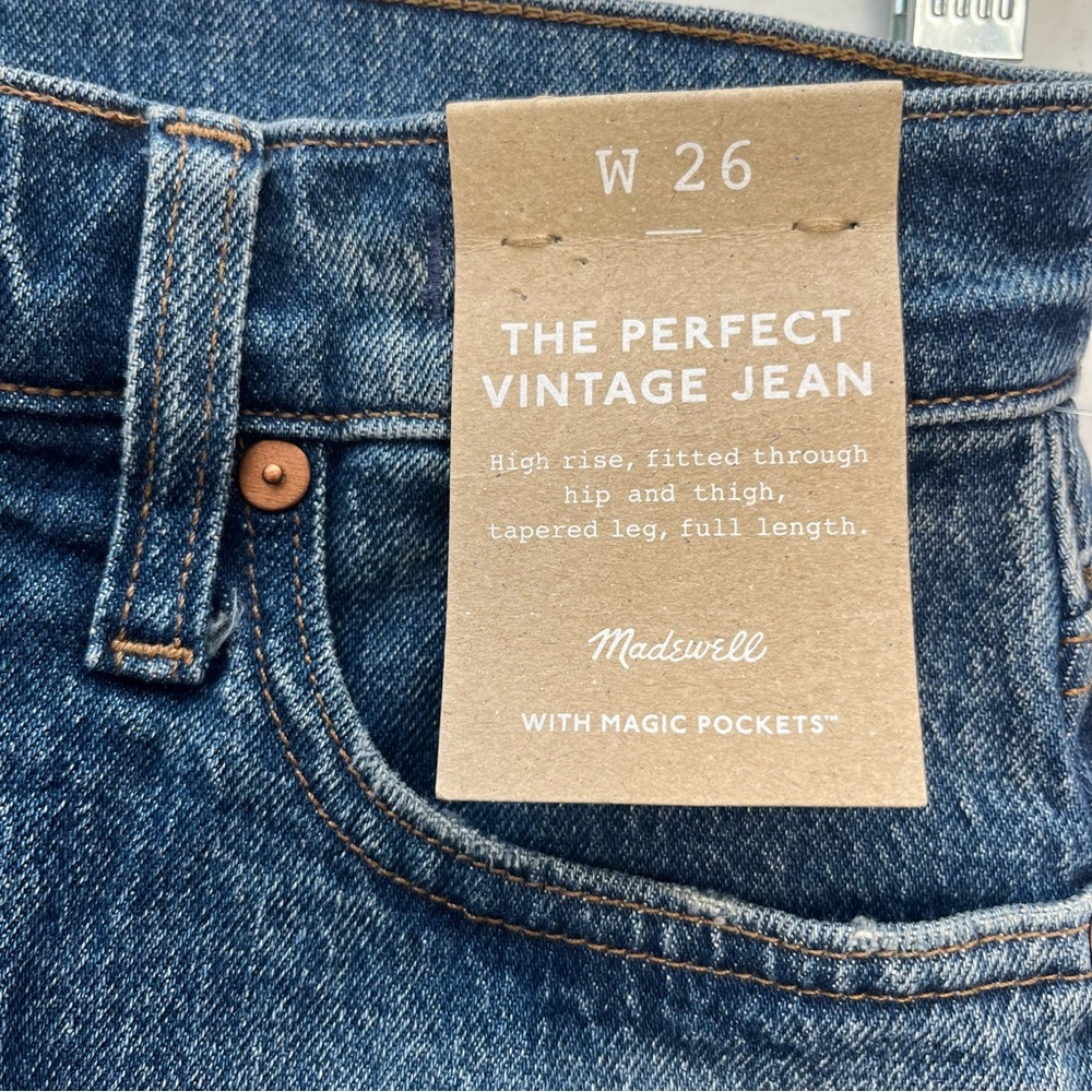 Madewell 26 2 NWT Straight Leg Jeans Pants Cotton The Perfect Vintage Jean HR - Picture 5 of 9